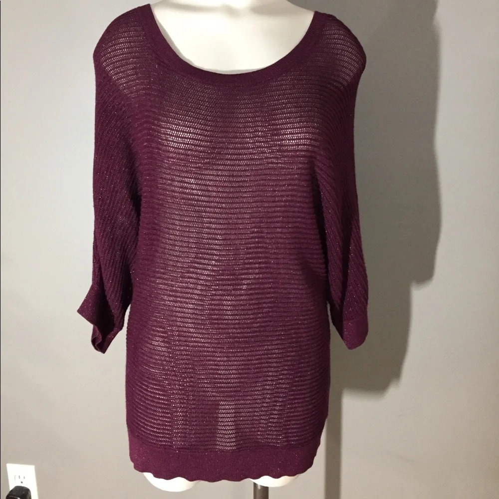 APT9 Burgundy Sweater 3/4 Sleeve Sparkle XL